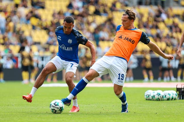 3. Fussball Bundesliga: Alemannia Aachen - SV Meppen; 29.08.2026 Oliver Issa Schmitt (SV Meppen, 7) und Luis Sprekelmeyer (SV Meppen, 19) Dritte Liga: Alemannia Aachen - SV Meppen. 3. Spieltag, am 29.08.2026, Tivoli, Aachen. DFB REGULATIONS PROHIBIT ANY USE OF PHOTOGRAPHS AS IMAGE SEQUENCES AND OR QUASI-VIDEO. Copyright: xBEAUTIFULxSPORTS Freisenx