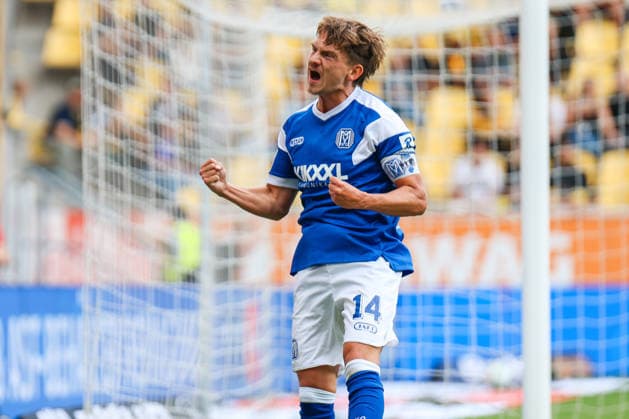3. Fussball Bundesliga: Alemannia Aachen - SV Meppen; 29.08.2026 Thorben Deters (SV Meppen, 14) jubelt zum 0:1 Dritte Liga: Alemannia Aachen - SV Meppen. 3. Spieltag, am 29.08.2026, Tivoli, Aachen. DFB REGULATIONS PROHIBIT ANY USE OF PHOTOGRAPHS AS IMAGE SEQUENCES AND OR QUASI-VIDEO. Copyright: xBEAUTIFULxSPORTS Freisenx