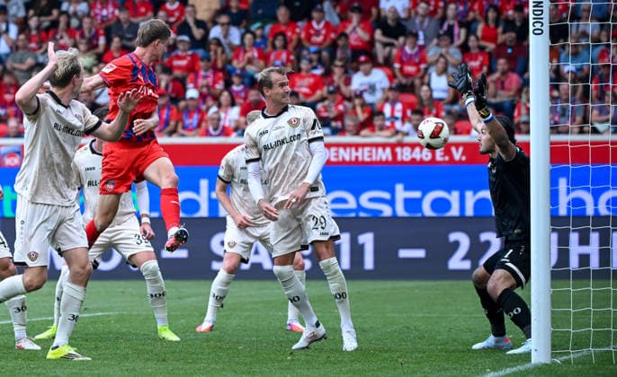 29.08.2026, xemx, Fussball 2.Bundesliga, 1.FC Heidenheim - Dynamo Dresden v.l. Jan Schoeppner (1.FC Heidenheim) Goal scored, erziehlt das Tor zum 1:1 (DFL DFB REGULATIONS PROHIBIT ANY USE OF PHOTOGRAPHS as IMAGE SEQUENCES and or QUASI-VIDEO) Heidenheim *** August 29, 2026, xemx, Soccer 2. Bundesliga, 1 FC Heidenheim vs. Dynamo Dresden; Jan Schoeppner (1 FC Heidenheim) scores the goal to tie the game at 1–1. DFL and DFB regulations prohibit any use of photographs as image sequences and or quasi-video. Heidenheim