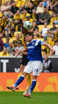 29.08.2026, Tivoli, Aachen, GER, 3. Liga, 3. Spieltag: Alemannia Aachen vs SV Meppen, Kopfball Thorben Deters (SV Meppen 14) DFL REGULATIONS PROHIBIT ANY USE OF PHOTOGRAPHS AS IMAGE SEQUENCES AND OR QUASI-VIDEO. Aachen NRW Tivoli