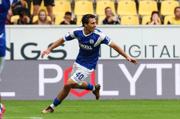 3. Fussball Bundesliga: Alemannia Aachen - SV Meppen; 29.08.2026 Niclas Nadj (SV Meppen, 40) jubelt zum 0:3 Dritte Liga: Alemannia Aachen - SV Meppen. 3. Spieltag, am 29.08.2026, Tivoli, Aachen. DFB REGULATIONS PROHIBIT ANY USE OF PHOTOGRAPHS AS IMAGE SEQUENCES AND OR QUASI-VIDEO. Copyright: xBEAUTIFULxSPORTS Freisenx