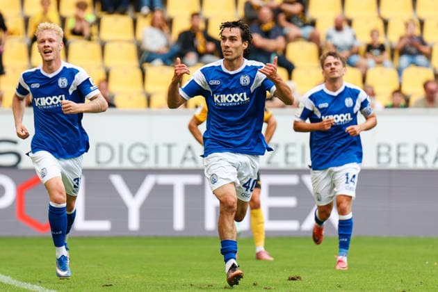 3. Fussball Bundesliga: Alemannia Aachen - SV Meppen; 29.08.2026 Niclas Nadj (SV Meppen, 40) jubelt zum 0:3 Dritte Liga: Alemannia Aachen - SV Meppen. 3. Spieltag, am 29.08.2026, Tivoli, Aachen. DFB REGULATIONS PROHIBIT ANY USE OF PHOTOGRAPHS AS IMAGE SEQUENCES AND OR QUASI-VIDEO. Copyright: xBEAUTIFULxSPORTS Freisenx