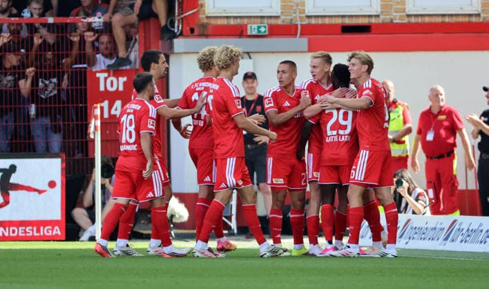 Emmanuel Latte Lath jubelt nach Tor zum 1:0 Freude Emotion Jubel Fußball Fussball Bundesliga Herren DFL 1. Spieltag Saison 2026 2027 29.08.2026 1.FC Union Berlin FCU vs SG Eintracht Frankfurt SGE DFL regulations prohibit any use of photographs as image sequences and or quasi-video. *** Emmanuel Latte Lath celebrates after scoring the 1-0 goal: Joy, Emotion, Celebration, Sports, Soccer, Bundesliga, Men s, DFL, Matchday 1, 2026-2027 Season, August 29, 2026, 1. FC Union Berlin (FCU) vs. SG Eintracht Frankfurt (SGE). DFL regulations prohibit any use of photographs as image sequences and or quasi-video
