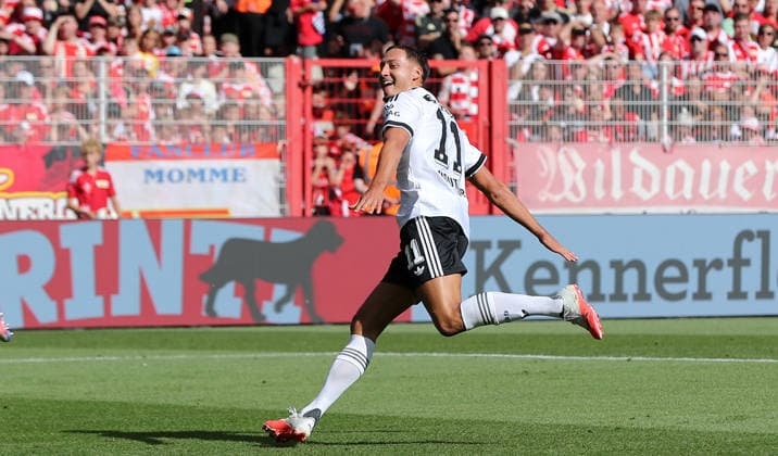 Younes Ebnoutalib jubelt nach Tor zum 1:2 Freude Emotion Jubel Fußball Fussball Bundesliga Herren DFL 1. Spieltag Saison 2026 2027 29.08.2026 1.FC Union Berlin FCU vs SG Eintracht Frankfurt SGE DFL regulations prohibit any use of photographs as image sequences and or quasi-video. *** Younes Ebnoutalib celebrates after scoring the 1-2 goal: Joy, Emotion, Celebration, Sports, Soccer, Bundesliga, Men s, DFL, Matchday 1, 2026-2027 Season, August 29, 2026, 1. FC Union Berlin (FCU) vs. SG Eintracht Frankfurt (SGE), DFL Regulations prohibit any use of photographs as image sequences and or quasi-video
