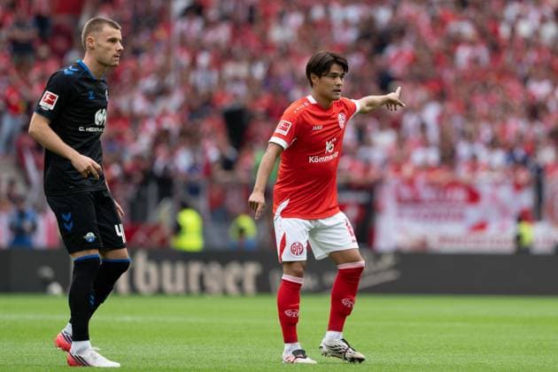 1. FSV Mainz 05 v SC Paderborn 07 - Bundesliga Kaishu Sano of 1. FSV Mainz 05 in action during the Bundesliga match between 1. FSV Mainz 05 and SC Paderborn 07 at MEWA Arena on August 29, 2026 in Mainz, Germany. Mainz MEWA Arena Rhineland-Palatinate Germany Copyright: xTaiseixIwamotox