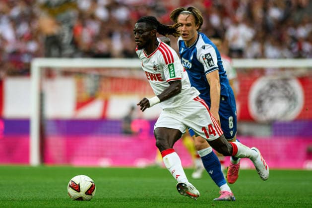 COLOGNE, GERMANY - 29 AUGUST, 2026: Gideon Mensah - 1. FC Koeln v TSG 1899 Hoffenheim - Bundesliga at RheinEnergieStadion.  Copyright: xVitaliixKliuievx