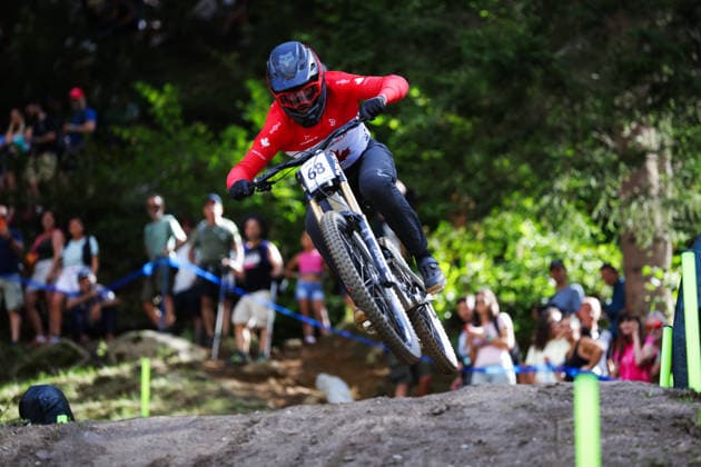 2026 UCI Mountain Bike World Championships Picture by Ed Sykes SWpix.com - 29 08 2026 - Cycling - 2026 UCI Mountain Bike World Championships - Val di Sole, Trentino, Italy - Downhill (DHI) Final - Men Elite - Jack Menzies (Canada) Copyright: x xSWpix.comx(t axPhotographyxHubxLtd)xEdxSykes SWpix.comx SWP-3030-21084