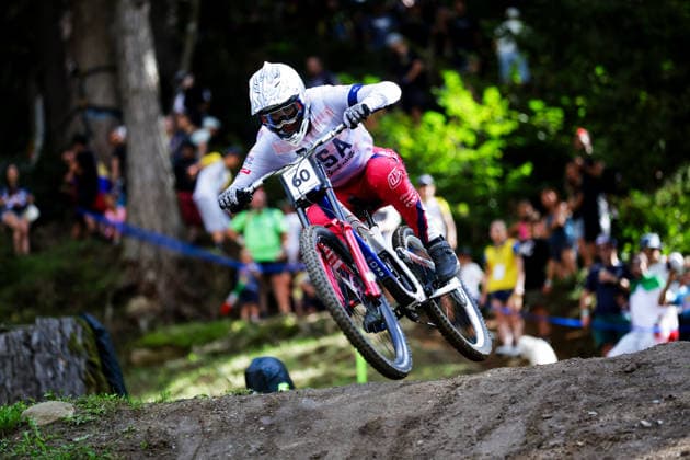 2026 UCI Mountain Bike World Championships Picture by Ed Sykes SWpix.com - 29 08 2026 - Cycling - 2026 UCI Mountain Bike World Championships - Val di Sole, Trentino, Italy - Downhill (DHI) Final - Men Elite - Evan Medcalf (USA) Copyright: x xSWpix.comx(t axPhotographyxHubxLtd)xEdxSykes SWpix.comx SWP-3030-21087