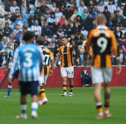 Coventry City v Hull City Premier League John Egan of Hull City during the Premier League match at the Coventry Building Society Arena, Coventry 29 08 2026 UK Newspapers OUT Copyright: xAndyxSumnerx FIL-23836-0159