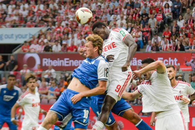 Strafraumszene Ragnar Ache (Koeln 9) vereiteld Torchance von Wouter Burger (Hoffenheim 18) 29.08.2026 ¢ Fussball ¢ 1. FC Koeln vs TSG Hoffenheim, Rheinenergiestadion, Koeln, DFB DFL REGULATIONS PROHIBIT ANY USE OF PHOTOGRAPHS AS IMAGE SEQUENCES AND OR QUASI-VIDEO NRW Germany *** Penalty area play: Ragnar Ache (Cologne) 9—chance thwarted; Wouter Burger (Hoffenheim) 18—August 29, 2026 ¢ Soccer ¢ 1. FC Cologne vs. TSG Hoffenheim, Rheinenergiestadion, Cologne, DFB and DFL regulations prohibit any use of photographs as image sequences and or quasi-video. NRW, Germany Copyright: xpepphotox xHorstxMauelshagenx pep00321, pep_20260829_hm