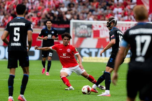 1. FSV Mainz 05 v SC Paderborn 07 - Bundesliga Kaishu Sano of 1. FSV Mainz 05 in action during the Bundesliga match between 1. FSV Mainz 05 and SC Paderborn 07 at MEWA Arena on August 29, 2026 in Mainz, Germany. Mainz MEWA Arena Rhineland-Palatinate Germany Copyright: xTaiseixIwamotox