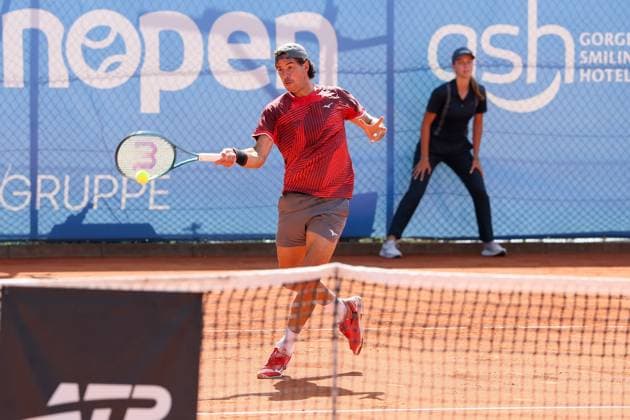 Im Bild: Facundo Mena (ARG), Facundo Mena (ARG) vs. Cezar Cretu (ROU), ATP, Tennis Herren Challenger Schwaben Open, Herren, Tennis, Finale, Einzel, 29.08.2026 Augsburg Bayern Deutschland