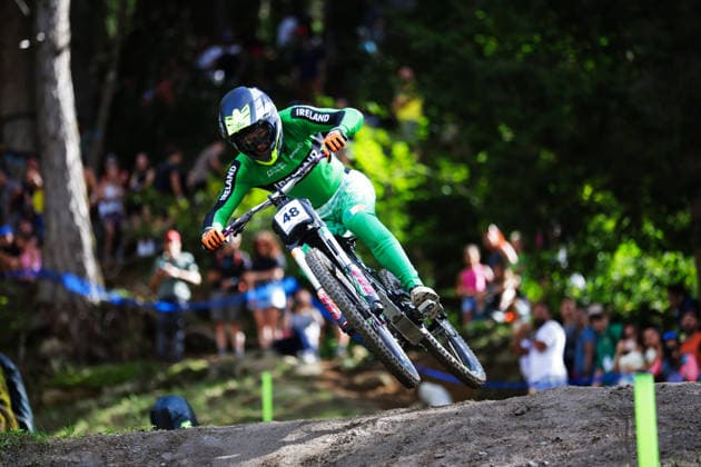 2026 UCI Mountain Bike World Championships Picture by Ed Sykes SWpix.com - 29 08 2026 - Cycling - 2026 UCI Mountain Bike World Championships - Val di Sole, Trentino, Italy - Downhill (DHI) Final - Men Elite - Henry Kerr (Ireland) Copyright: x xSWpix.comx(t axPhotographyxHubxLtd)xEdxSykes SWpix.comx SWP-3030-21095