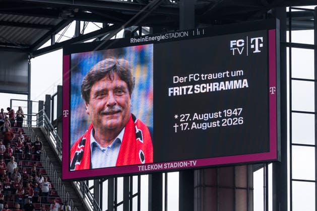 KOELN, GERMANY - AUGUST 29: Memorial of Fritz Schramma, former mayor of Cologne, before the Bundesliga match between 1. FC Koeln vs. TSG 1899 Hoffenheim at Rheinenergie-Stadion on matchday 1 of the 1. Bundesliga on August 29, 2026 in Koeln, Germany. DFL REGULATIONS PROHIBIT ANY USE OF PHOTOGRAPHS AS IMAGE SEQUENCES AND OR QUASI-VIDEO. North Rhine Westphalia Germany Copyright: xSteffiexWunderlx