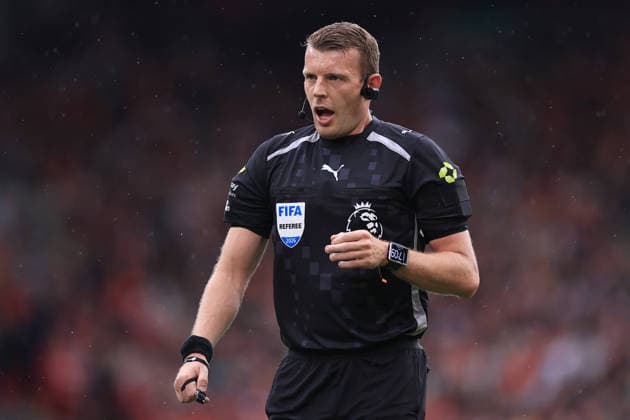 Football - Premier League - Liverpool v Nottingham Forest 29th August 2026 - Premier League - Liverpool v Nottingham Forest - Referee Sam Barrott - Photo: Simon Stacpoole Offside. Liverpool UK Copyright: xSimonxStacpoolexOffside