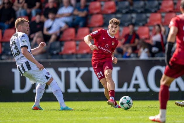 Luca Molinari (SG Sonnenhof Großaspach, 21), SG Sonnenhof Großaspach vs. FC Ingolstadt 04, Fussball, 3. Liga, 3. Spieltag, 29.08.2026, DFB regulations prohibit any use of photographs as image sequences and or quasi-video Aspach Baden-Wuerttemberg Deutschland