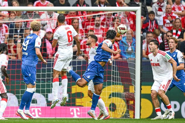 Ozan Kabak (Hoffenheim 5) erzielt das Tor zum 1:2 29.08.2026 ¢ Fussball ¢ 1. FC Koeln vs TSG Hoffenheim, Rheinenergiestadion, Koeln, DFB DFL REGULATIONS PROHIBIT ANY USE OF PHOTOGRAPHS AS IMAGE SEQUENCES AND OR QUASI-VIDEO NRW Germany *** Ozan Kabak of Hoffenheim scores the goal on 1 2 29 08 2026 ¢ Soccer ¢ 1. FC Köln vs. TSG Hoffenheim, RheinEnergie Stadium, Cologne, DFB and DFL regulations prohibit any use of photographs as image sequences and or quasi-video. NRW, Germany Copyright: xpepphotox xHorstxMauelshagenx pep00321, pep_20260829_hm