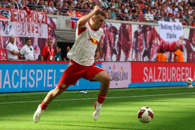 Deutschland: 1. Bundesliga 2026 2027, 1. Spieltag, RB Leipzig - Borussia Mönchengladbach, Red Bull Arena (Leipzig): Brajan Gruda (RB Leipzig, 10) am Ball *** Germany, Bundesliga 1, 2026–2027, Matchday 1, RB Leipzig vs. Borussia Mönchengladbach, Red Bull Arena Leipzig, Brajan Gruda (RB Leipzig), 10 on the ball Copyright: xLucasxWalterx
