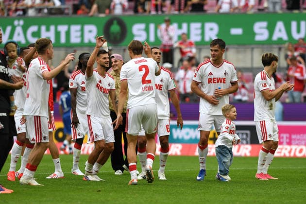 Spieler 1. FC Koeln Jubel, jubeln nach Spielende waehrend des Spiels der 1. Bundesliga zwischen 1. FC Koeln und TSG Hoffenheim, RheinEnergieStadion am 29. August 2026 in Koeln, Deutschland. (Foto von Ralf Treese DeFodi Images) +++ Spieler 1. FC Koeln celebrates, celebrating during the Bundesliga match between 1. FC Koeln and TSG Hoffenheim at RheinEnergieStadion on August 29, 2026 in Cologne, Germany. (Photo by Ralf Treese DeFodi Images) DFB DFL REGULATIONS PROHIBIT ANY USE OF PHOTOGRAPHS AS IMAGE SEQUENCES AND OR QUASI-VIDEO. (Photo by Ralf Treese DeFodi Images) - *** 1. FC Köln player celebrating after the final whistle during the Bundesliga match between 1. FC Köln and TSG Hoffenheim, RheinEnergieStadion on August 29, 2026, in Cologne, Germany. Photo by Ralf Treese, DeFodi Images. Player 1 of 1 FC Cologne celebrates during the Bundesliga match between 1 FC Cologne and TSG Hoffenheim at RheinEnergieStadion on August 29, 2026 in Cologne, Germany. Photo by Ralf Treese, DeFodi Images. DFB and DFL regulations prohibit any use of photographs as image sequences and or quasi-video. Photo by Ralf Treese, DeFodi Images.
