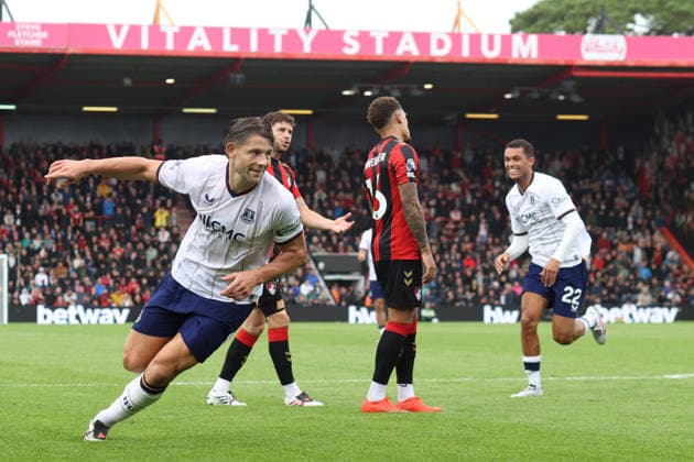 Bournemouth v Everton 29 August 2026 _ Premier League Football - Bournemouth v Everton - James Tarkowski of Everton celebrates after scoring the equalising goal - (Photo by Mark Leech). Bournemouth UK Copyright: xMarkxLeechxOffside