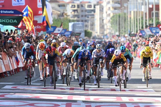 29-08-2026 Vuelta A Espana; Tappa 08 Pucol - Xeraco; 2026, Cofidis; 2026, Lidl - Trek; 2026, Red Bull - Bora Hansgrohe; Coquard, Bryan; Pedersen, Mads; Meeus, Jordi; Xeraco; 