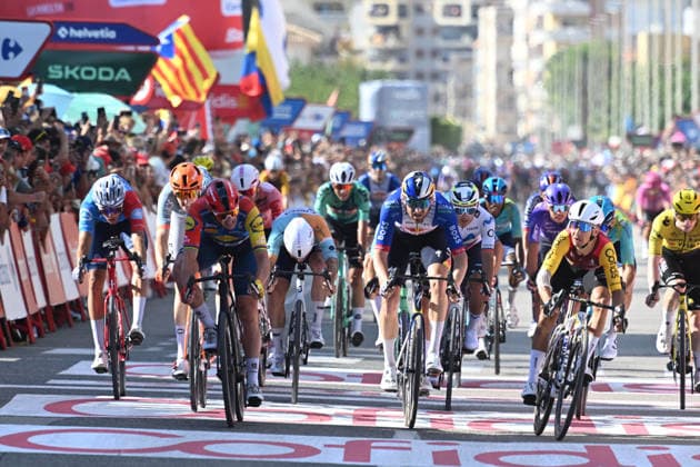 29-08-2026 Vuelta A Espana; Tappa 08 Pucol - Xeraco; 2026, Cofidis; 2026, Lidl - Trek; 2026, Red Bull - Bora Hansgrohe; Coquard, Bryan; Pedersen, Mads; Meeus, Jordi; Xeraco; 