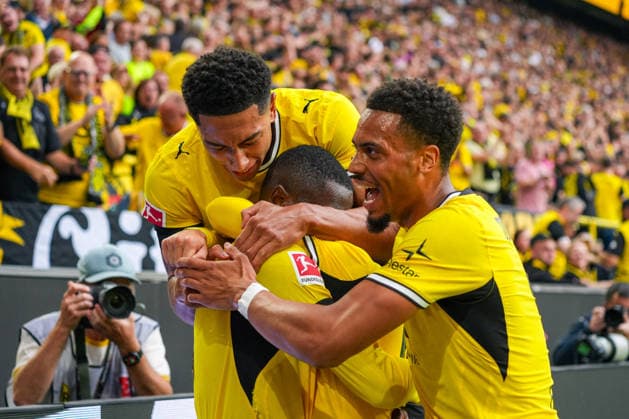 Tor zum 1:0 für Borussia Dortmund durch Serhou Guirassy (Borussia Dortmund, 9), Jubel, Freude, Emotionen, Deutschland: Fussball, Bundesliga, Saison 2026 27, 1. Spieltag, 29.08.2026, Borussia Dortmund vs Hamburger SV, Signal-Iduna-Park (Dortmund, Nordrhein-Westfalen) *** Goal for Borussia Dortmund (1–0) by Serhou Guirassy, Borussia Dortmund, 9, Celebrations, Joy, Emotions, German Soccer, Bundesliga, 2026–27 Season, Matchday 1, August 29, 2026, Borussia Dortmund vs. Hamburger SV, Signal Iduna Park, Dortmund, North Rhine-Westphalia Copyright: xLeonxFrickx
