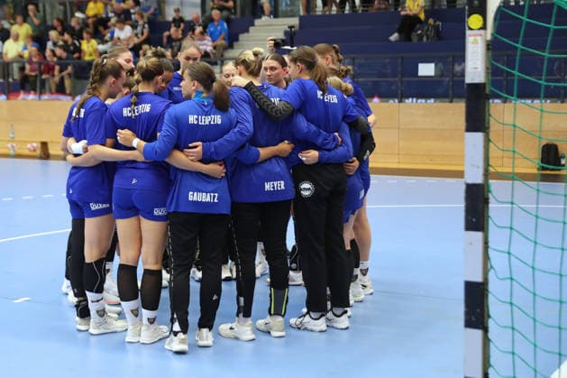 Handball, Alsco HBF1: HC Leipzig - Borussia Dortmund; 29.08.2026 Das HCL-Team schwört sich auf ihr erstes Spiel in der 1. Bundesliga ein. Alsco Handball Bundesliga Frauen HBF1, Saison 2026 2027, 1. Spieltag: HC Leipzig vs. Borussia Dortmund am 29.08.2026 im Sportcenter Markranstädt. Copyright: xBEAUTIFULxSPORTS JanxKaeferx