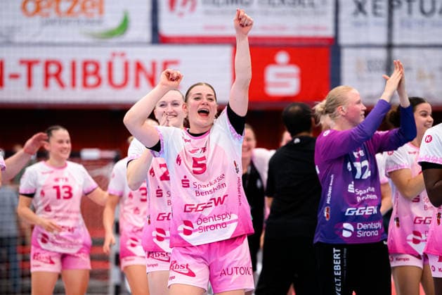 Neckarsulm: HBF - Sportunion Neckarsulm - HSG Bensheim Auerbach Isabell Hurst (Bensheim) Jubel Freude Emotion Neckarsulm Ballei Baden-Württemberg Deutschland
