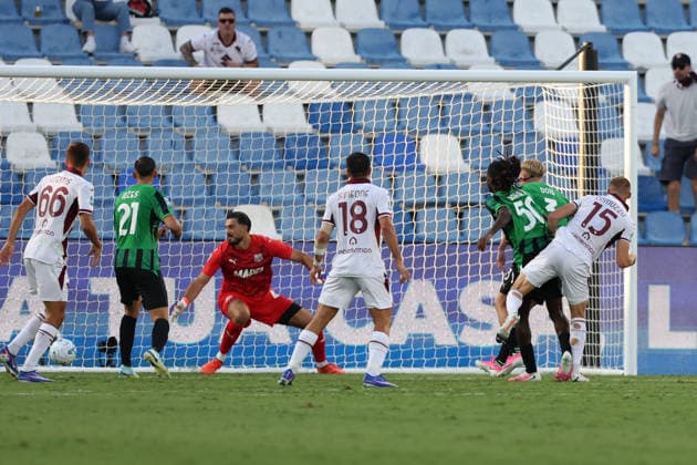 Torino™s Pietro Comuzzo goal 1-1 during the Serie A soccer match between Sassuolo and Torino at the Mapei Stadium in Reggio Emilia, north east Italy - August1 29, 2026. - Soccer  Copyright: xGiannixSantandrea LaPressex