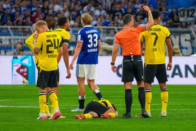 Verletzung von Giannis Konstantelias (Borussia Dortmund, 45), Deutschland: Fussball, Bundesliga, Saison 2026 27, 1. Spieltag, 29.08.2026, Borussia Dortmund vs Hamburger SV, Signal-Iduna-Park (Dortmund, Nordrhein-Westfalen) *** Giannis Konstantelias Injury: Borussia Dortmund, 45, German Soccer, Bundesliga, 2026–27 Season, Matchday 1, August 29, 2026, Borussia Dortmund vs. Hamburger SV, Signal Iduna Park, Dortmund, North Rhine-Westphalia Copyright: xLeonxFrickx
