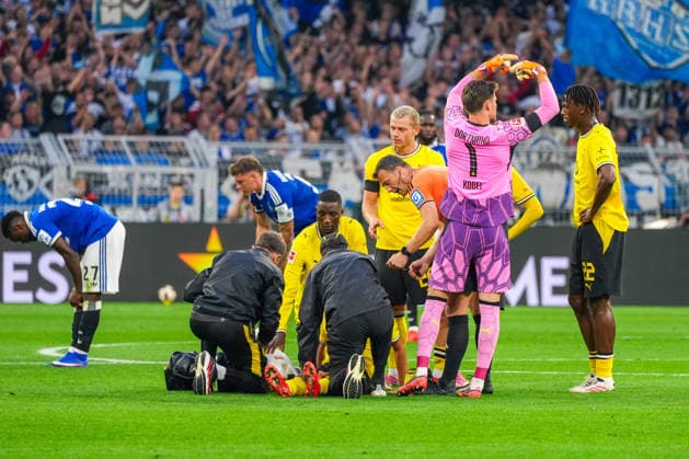 Verletzung von Giannis Konstantelias (Borussia Dortmund, 45), Deutschland: Fussball, Bundesliga, Saison 2026 27, 1. Spieltag, 29.08.2026, Borussia Dortmund vs Hamburger SV, Signal-Iduna-Park (Dortmund, Nordrhein-Westfalen) *** Giannis Konstantelias Injury: Borussia Dortmund, 45, German Soccer, Bundesliga, 2026–27 Season, Matchday 1, August 29, 2026, Borussia Dortmund vs. Hamburger SV, Signal Iduna Park, Dortmund, North Rhine-Westphalia Copyright: xLeonxFrickx