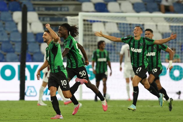Sassuolo™s Domenico Berardi celebrates after goal 2-1 during the Serie A soccer match between Sassuolo and Torino at the Mapei Stadium in Reggio Emilia, north east Italy - August1 29, 2026. - Soccer  Copyright: xGiannixSantandrea LaPressex