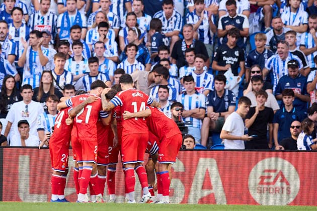 August 29, 2026, San Sebastian, Guipuzcoa, Spain: Roberto Fernandez of RCD Espanyol celebrates after scoring the team s first goal during the LaLiga EA Sports match between Real Sociedad and RCD Espanyol at Anoeta on August 29, 2026, in San Sebastian, Spain. Real Sociedad V RCD Espanyol De Barcelona - La Liga EA Sports  - ZUMAa181 20260829_zaa_a181_118 Copyright: xRicardoxLarreinax
