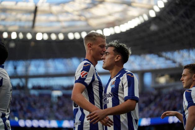 Ander Barrenetxea of Real Sociedad seen in action during the La Liga EA Sports football match between Real Sociedad and RCD Espanyol de Barcelona at Estadio Anoeta on August 29, 2026 in San Sebastian, Spain. (Mickael Ducint Ball Raw Images) San Sebastian Estadio Anoeta Spain Copyright: xMickaelxDucintx mickaelducint_RealSociedad_Espanyol370