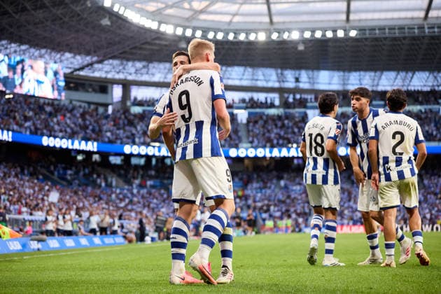 August 29, 2026, San Sebastian, Guipuzcoa, Spain: Orri Oskarsson of Real Sociedad celebrates after scoring the team s second goal during the LaLiga EA Sports match between Real Sociedad and RCD Espanyol at Anoeta on August 29, 2026, in San Sebastian, Spain. San Sebastian Spain - ZUMAa181 20260829_zaa_a181_131 Copyright: xRicardoxLarreinax