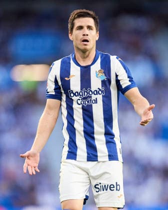 August 29, 2026, San Sebastian, Guipuzcoa, Spain: Igor Zubeldia of Real Sociedad reacts during the LaLiga EA Sports match between Real Sociedad and RCD Espanyol at Anoeta on August 29, 2026, in San Sebastian, Spain. Real Sociedad V RCD Espanyol De Barcelona - La Liga EA Sports  - ZUMAa181 20260829_zaa_a181_129 Copyright: xRicardoxLarreinax