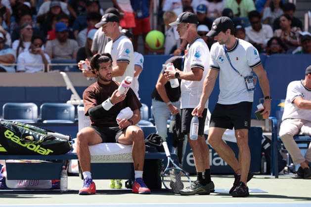 Carlos Alcaraz, Training, Practice, US Open Championships, Billie Jean King National Tennis Center, Flushing Meadows, New York, USA . Copyright: xJuergenxHasenkopfx