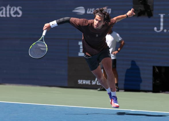 Carlos Alcaraz, Training, Practice, US Open Championships, Billie Jean King National Tennis Center, Flushing Meadows, New York, USA . Copyright: xJuergenxHasenkopfx