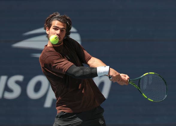 Carlos Alcaraz, Training, Practice, US Open Championships, Billie Jean King National Tennis Center, Flushing Meadows, New York, USA . Copyright: xJuergenxHasenkopfx