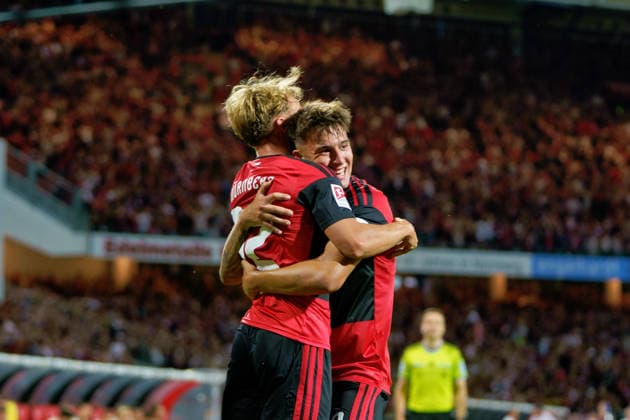 Tim Janisch (1. FC Nuernberg, 32) und Javier Fernandez (1. FC Nuernberg, 08), GER, 1. FC Nuernberg vs. Arminia Bielefeld, Fussball, 2. Bundesliga, 3. Spieltag, Saison 2026 2027, 29.08.2026, DFL REGULATIONS PROHIBIT ANY USE OF PHOTOGRAPHS AS IMAGE SEQUENCES AND OR QUASI-VIDEO, GER, 1. FC Nuernberg vs. Arminia Bielefeld, Fussball, 2. Bundesliga, 3. Spieltag, Saison 2026 2027, 29.08.2026 Nuernberg *** Tim Janisch, 1. FC Nuremberg, 32, and Javier Fernandez, 1. FC Nuremberg, 08, GER, 1. FC Nuremberg vs. Arminia Bielefeld, Soccer, 2. Bundesliga, Matchday 3, 2026–2027 Season, August 29, 2026, DFL regulations prohibit any use of photographs as image sequences and or quasi-video, GER, 1. FC Nuremberg vs. Arminia Bielefeld, Soccer, 2. Bundesliga, Matchday 3, 2026–2027 Season, August 29, 2026, Nuremberg Copyright: xEibner-Pressefoto MaxxVogelx EP_MVL