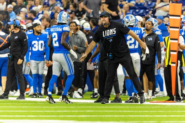 NFL, American Football Herren, USA 2026: Lions Vs Colts AUG 29 Aug 29, 2026; Indianapolis, Indiana, USA; Detroit Lions head coach Dan Campbell on the sidelines during NFL preseason game action against the Indianapolis Colts at Lucas Oil Stadium. Mandatory Credit: John Mersits-Cal Media (Credit Image: Â John Mersits Cal Sport Media) Indianapolis Indiana USA EDITORIAL USE ONLY Copyright: xx ZUMA-20260829_zma_c04_020.jpg JohnxMersitsx csmphotothree515218