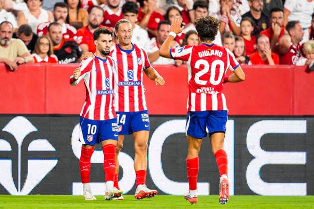 August 29, 2026, Sevilla, Sevilla, Spain: Alex Baena of Atletico de Madrid celebrates a goal during the Spanish league, LaLiga EA Sports, football match played between Sevilla FC and Atletico de Madrid at Ramon Sanchez-Pizjuan stadium on August 29, 2026, in Sevilla, Spain. Sevilla Spain - ZUMAa181 20260829_zaa_a181_180 Copyright: xJoaquinxCorcherox