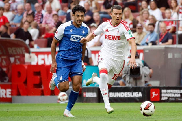 Köln, Deutschland, 1. Fussball Bundesliga Saison 2026 2027 1. Spieltag 1. FC Köln vs. TSG 1899 Hoffenheim 3-2 am 29. 08. 2026 in der Rhein Energie -Stadion in Köln Ozan KABAK (1899) li.- und Said EL MALA (FC) re.- *** Cologne, Germany, 2026–2027 Bundesliga Season, Matchday 1: 1. FC Köln vs. TSG 1899 Hoffenheim 3–2 on August 29, 2026, at the Rhein Energie Stadium in Cologne. Ozan KABAK (1899, left) and Said EL MALA FC on the right