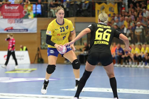 Handball, Alsco HBF1: HC Leipzig - Borussia Dortmund; 29.08.2026 Marlene Tucholke (23, HC Leipzig). Alsco Handball Bundesliga Frauen HBF1, Saison 2026 2027, 1. Spieltag: HC Leipzig vs. Borussia Dortmund am 29.08.2026 im Sportcenter Markranstädt. Copyright: xBEAUTIFULxSPORTS JanxKaeferx