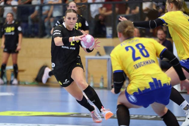 Handball, Alsco HBF1: HC Leipzig - Borussia Dortmund; 29.08.2026 Mareike Thomaier (2, Borussia Dortmund). Alsco Handball Bundesliga Frauen HBF1, Saison 2026 2027, 1. Spieltag: HC Leipzig vs. Borussia Dortmund am 29.08.2026 im Sportcenter Markranstädt. Copyright: xBEAUTIFULxSPORTS JanxKaeferx