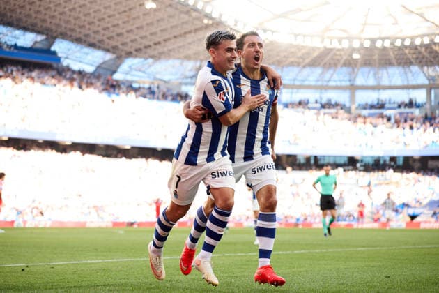 Real Sociedad v RCD Espanyol - LaLiga EA Sports Ander Barrenetxea of Real Sociedad celebrates after scoring the team s first goal during the LaLiga EA Sports match between Real Sociedad and RCD Espanyol at Anoeta on August 29, 2026, in San Sebastian, Spain. San Sebastian Anoeta Basque Country Spain RL_RSOvRCDE_LALIGA_2K26_000010 Copyright: xRicardoxLarreinax