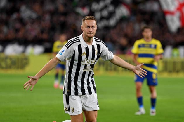 SOCCER - Serie A - Juventus FC vs. Parma Calcio Photo by IPA ABACAPRESS.COM87913619 - Teun Koopmeiners of Juventus FC celebrates after scoring a goal during the 2026–27 Serie A match between Juventus FC and Parma Calcio at Allianz Stadium on August 29, 2026, in Turin, Italy — Photo by Giuliano Marchisciano Turin Italy  Copyright: xIPAxSport ABACAx