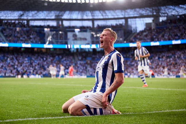Real Sociedad v RCD Espanyol - LaLiga EA Sports Orri Oskarsson of Real Sociedad celebrates after scoring the team s second goal during the LaLiga EA Sports match between Real Sociedad and RCD Espanyol at Anoeta on August 29, 2026, in San Sebastian, Spain. San Sebastian Anoeta Basque Country Spain RL_RSOvRCDE_LALIGA_2K26_000091 Copyright: xRicardoxLarreinax
