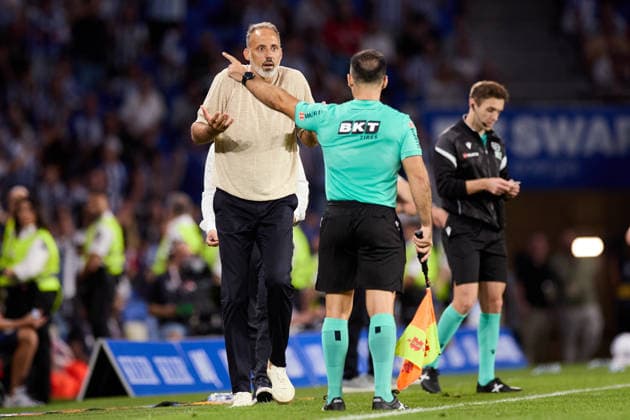 Real Sociedad v RCD Espanyol - LaLiga EA Sports Pellegrino Matarazzo head coach of Real Sociedad reacts during the LaLiga EA Sports match between Real Sociedad and RCD Espanyol at Anoeta on August 29, 2026, in San Sebastian, Spain. San Sebastian Anoeta Basque Country Spain RL_RSOvRCDE_LALIGA_2K26_000132 Copyright: xRicardoxLarreinax